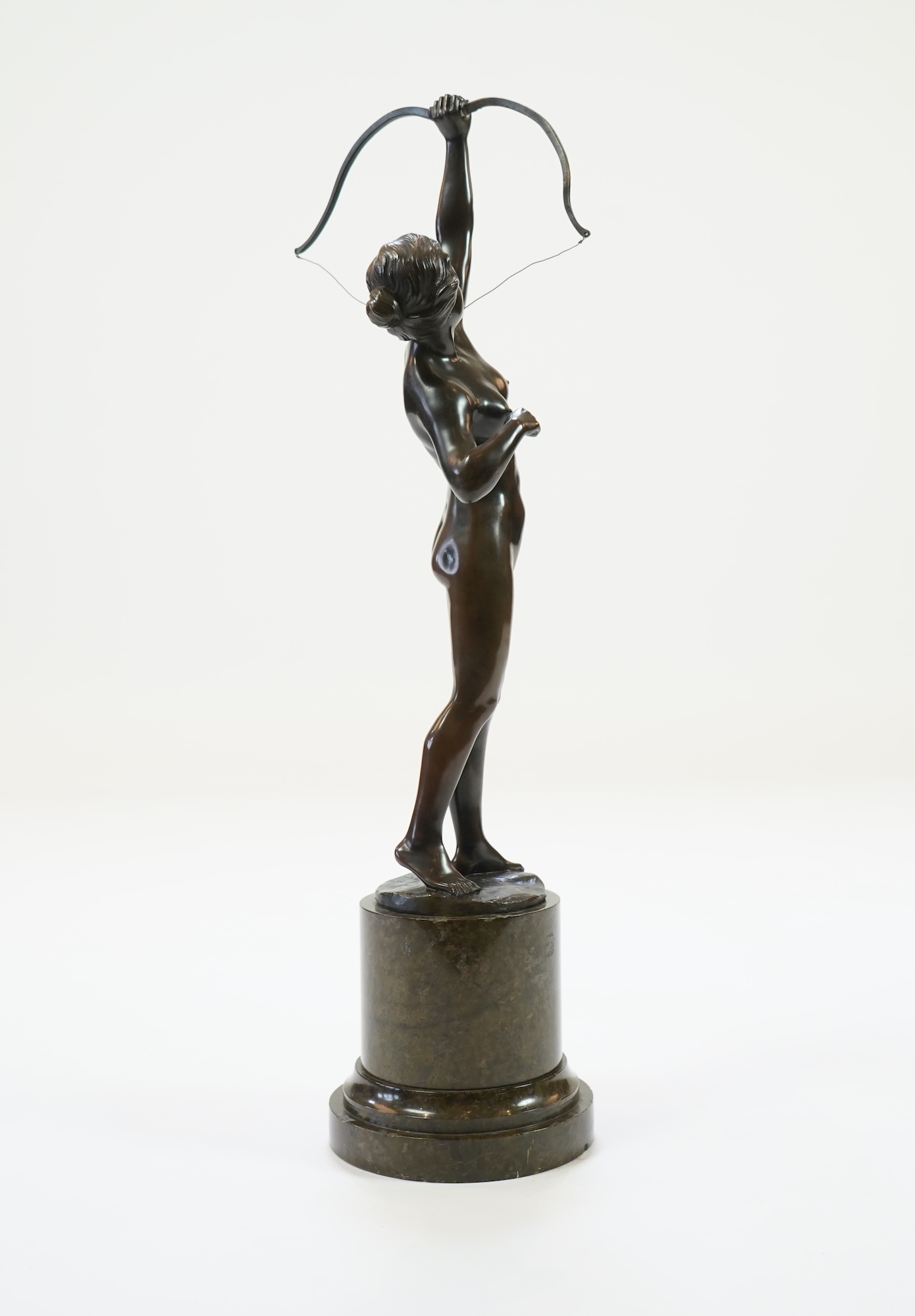Percimer Rudolfi (German, 1884-1932). A patinated bronze figure of Diana